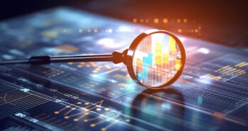 Business audit stock financial finance management on analysis data strategy with graph accounting marketing or report chart economy investment research profit concept. Generative AI