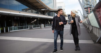 Couple Exploring Area near Southern Cross Station Melbourne