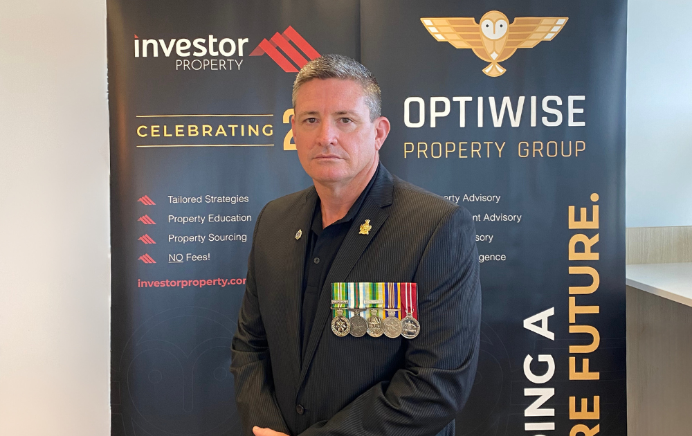 Mal Cayley wearing his military medals for ANZAC Day recognition