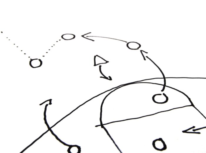 strategy or tactic plan of a ball game on white
