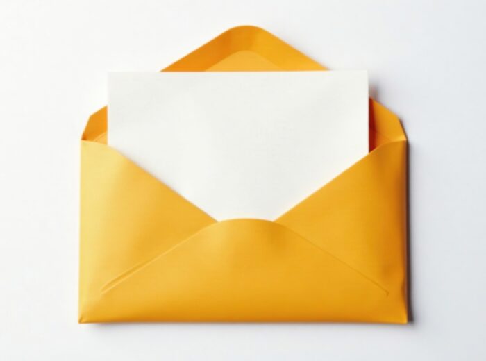 Sealed envelope, confidential document on white , secret information, hush hush, discreet