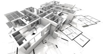 appartment mockup on top of architect's blueprints